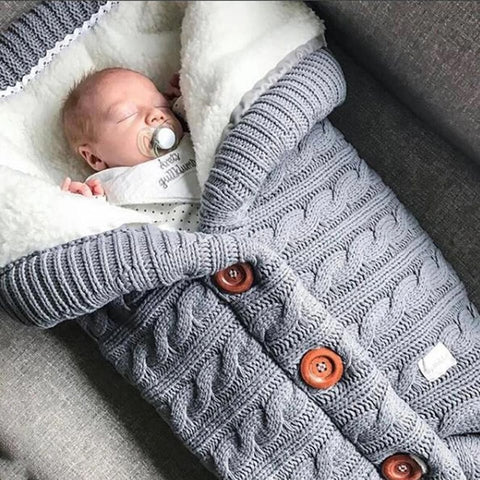 Warm Baby Sleeping Bag Footmuff Infant Button Knit Swaddle Cotton Knitting Envelope  Newborn Swadding Wrap Stroller Accessory