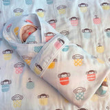 100% Cotton Baby Blanket 90X90cm Newborn Swaddle Stroller Wrap 6 Layers Quilt Muslin Wrap Swaddle Stroller Baby Blankets