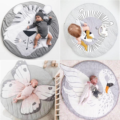 INS Baby Infant Play Mats,Toddler Crawling Cotton Blanket,Round Carpet Rug Toys Mat For Children Room Decor Photo Props 90cm