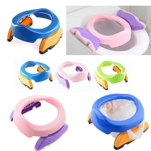 Baby Travel Potty Seat Folding Portable Toilet Seat Children Kids Plastic Travel Toilet Ring chair with urine bag Training Toile
